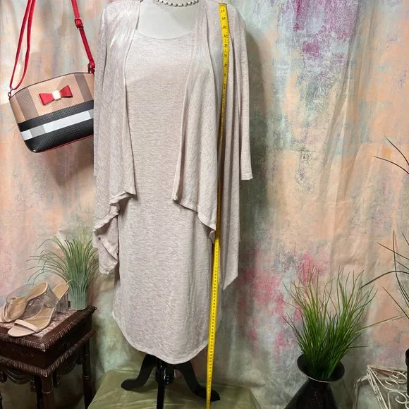 📌R & M Richards Knitted Dress with Attached Open Waterfall Front Cardigan - Picture 4 of 13